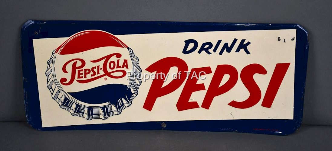 Drink Pepsi w/Bottle Cap Logo Metal Sign
