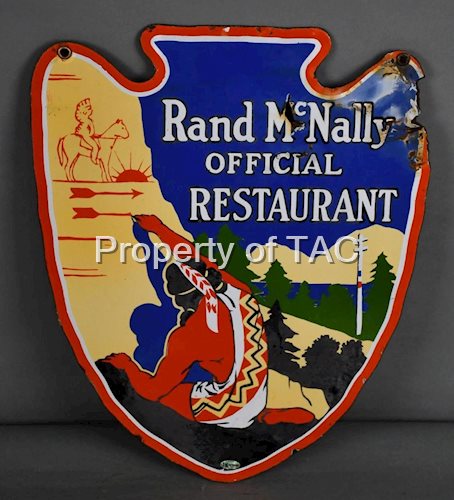 Rand McNally Official Restaurant Porcelain Sign