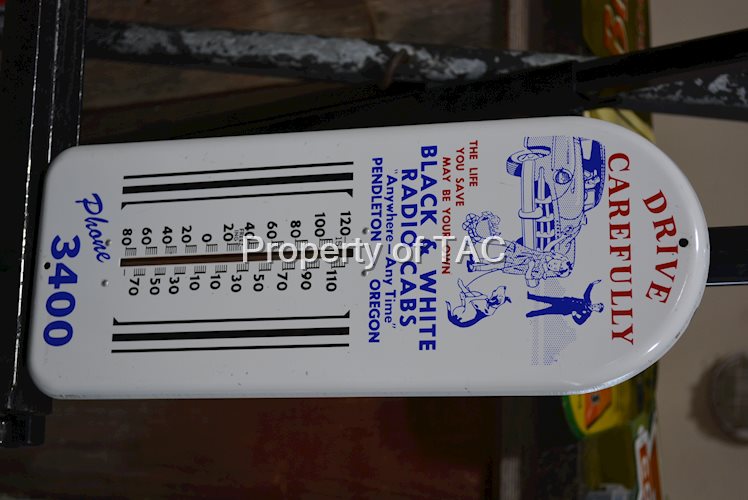 Black & White Radio Cabs Thermometer