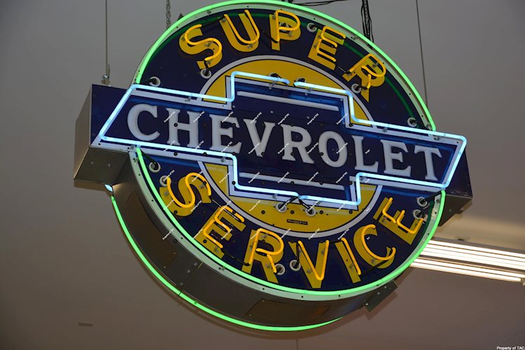 Super Chevrolet Service Milk Glass Neon Sign