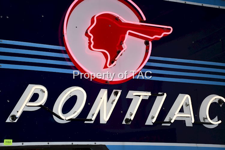 PONTIAC W/FULL FEATHER LOGO SINGLE-SIDED PORCELAIN NEON SIGN
