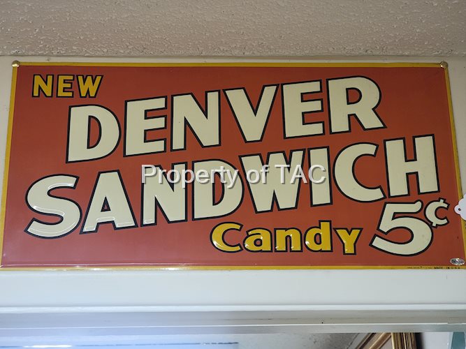 New Denver Sandwich Candy 5¢ Metal Sign