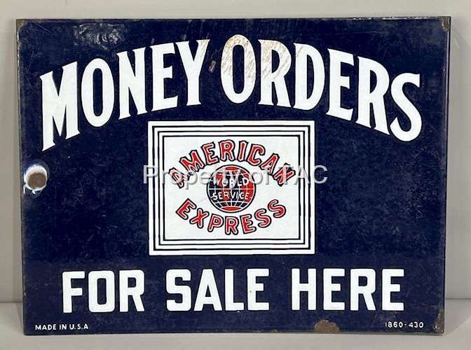 American Express Money Orders For Sale Here Porcelain Flange Sign