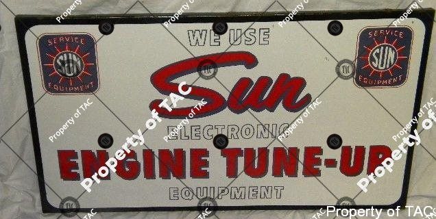 We Use Sun Electronic Engine Tune-Up Equipment SSP Single Sided Porcelain Self Framed Sign