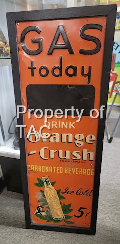 Drink Orange-Crush "Gas Today" Metal Pricer Sign
