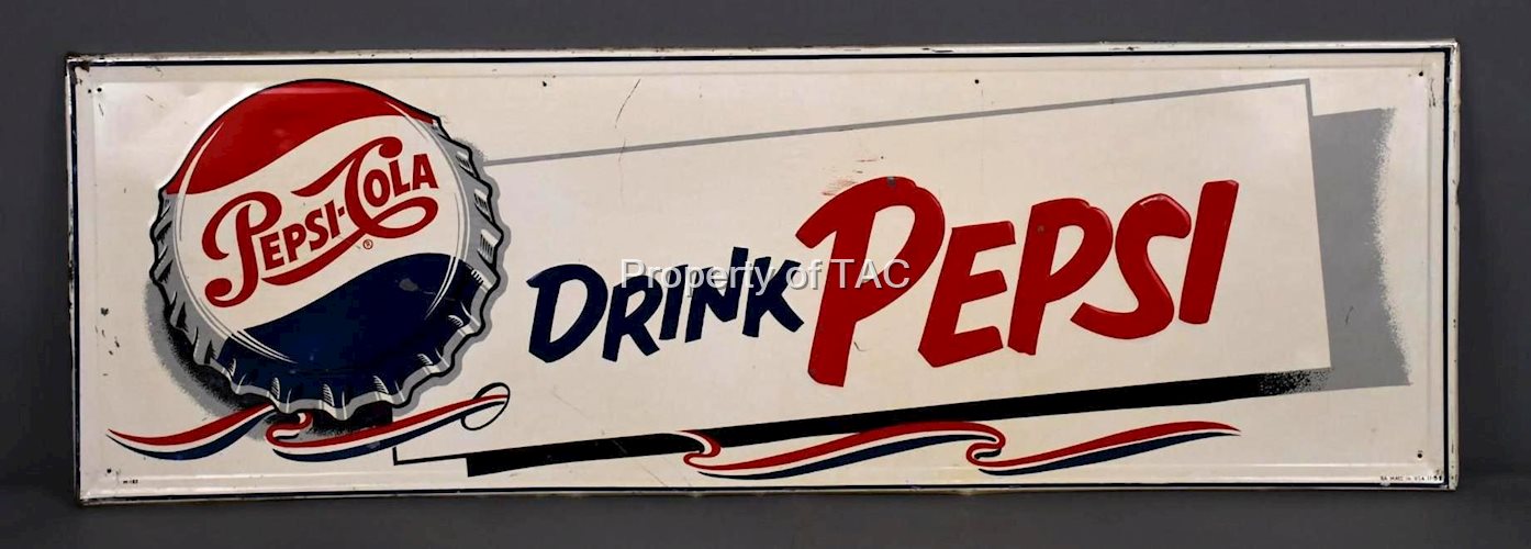 Pepsi-Cola Drink Pepsi w/Bottle Cap Logo Metal Sign