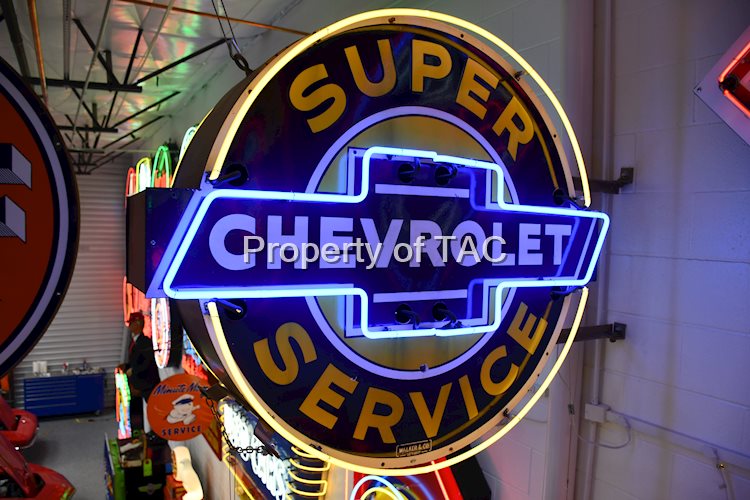 Super Chevrolet Service Porcelain Neon Sign