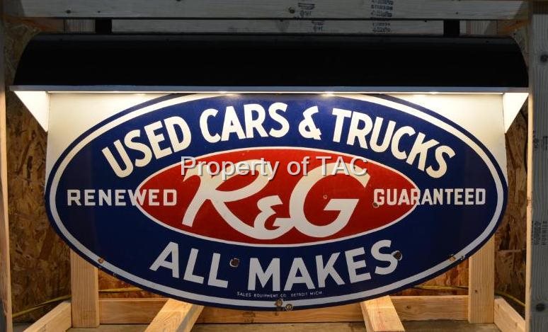 Used Cars & Truck R & G All Makes (Ford) Porcelain Sign