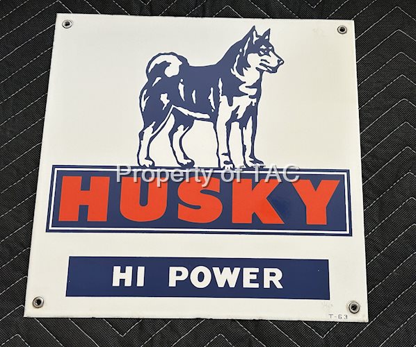 Husky Hi-Power Porcelain Pump Plate Sign