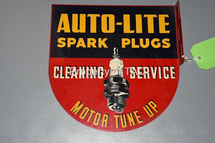 Auto-Lite Spark Plugs Cleaning Service w/Plug Metal Flange Sign