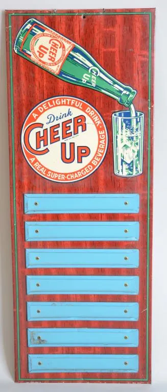 Cheer UP w/bottle metal menu sign