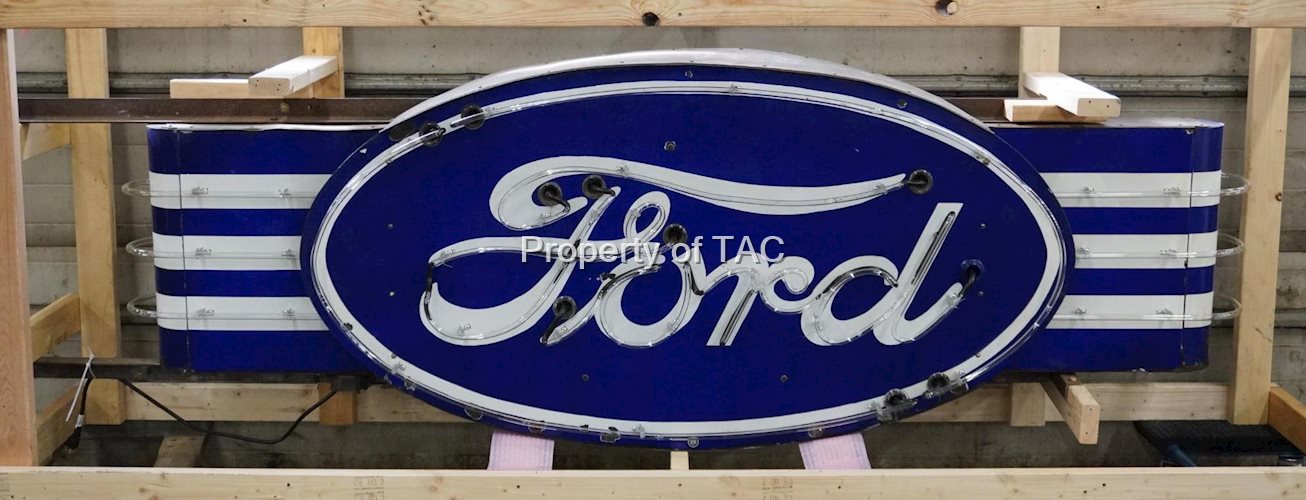 Ford Oval Porcelain Neon Porcelain Sign w/Wings