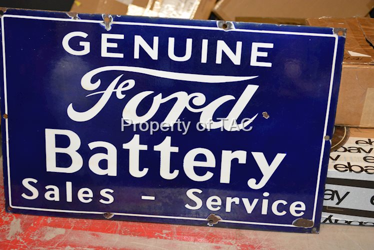 Genuine Ford Battery Sales-Service Porcelain Sign (no tail)