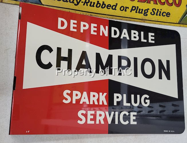 Dependable Champion Spark Plugs Metal Flange Sign