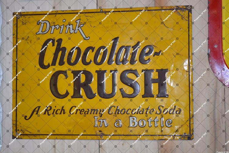 Drink Chocolate Crush in a bottle" sign"
