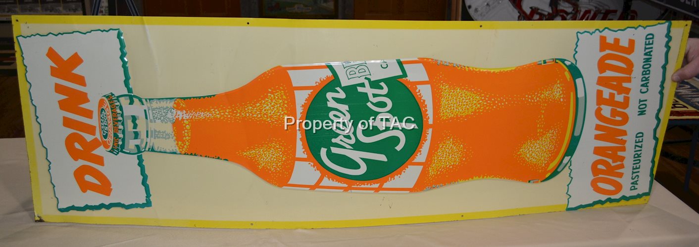 Drink Green Spot Orangeade w/Bottle Metal Sign