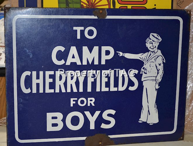 To Camp Cherryfields For Boys Porcelain Sign