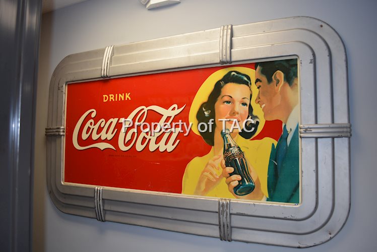 Drink Coca-Cola w/Couple & Bottle of Coke Metal Sign