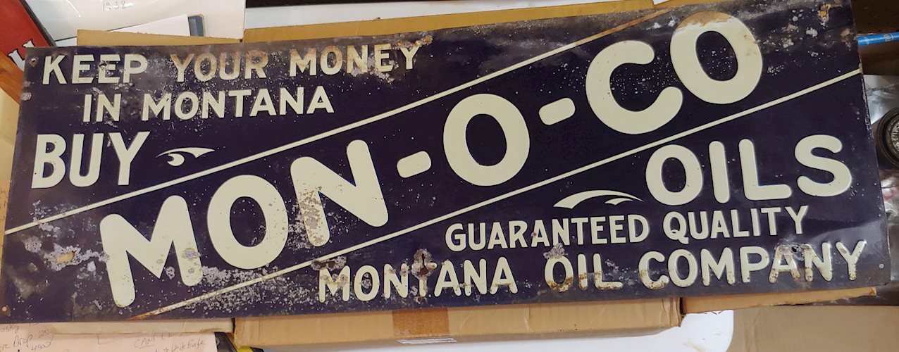 Mon-O-Co Oils Montana Oil Company Metal Sign