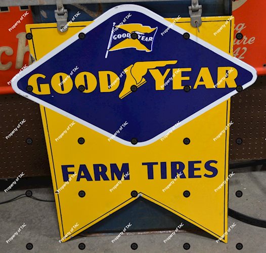 Goodyear Farm Tires w/both Logos Porcelain Sign