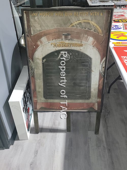 Any Motor Will Run Better with a Winterfront Tin Sign wi/ original Wooden Stand