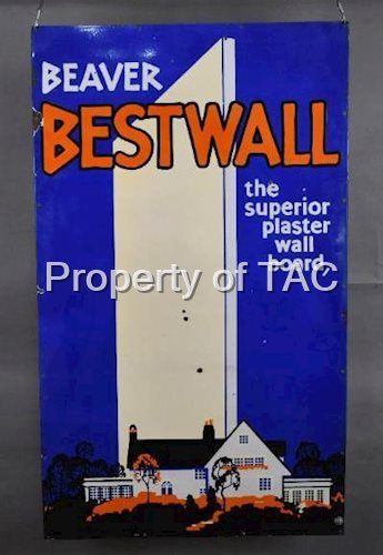 Beaver Bestwall "the superior plaster wall board" Porcelain Sign