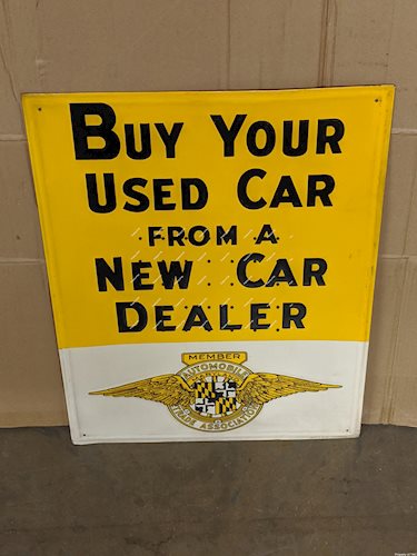Buy Your Used Car from a New Car Dealer Maryland Auto Trade Association Embossed Tin Sign