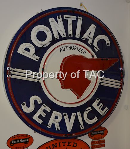 Extra large Pontiac Service w/full feather & wavy lines neon