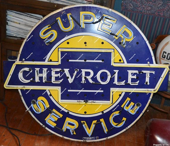 Super Chevrolet Service Neon Porcelain Sign