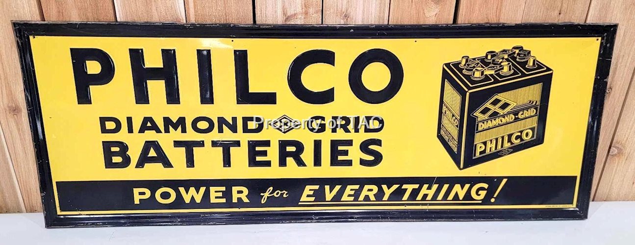 Philco Diamond Grid Batteries w/Graphics Metal Sign
