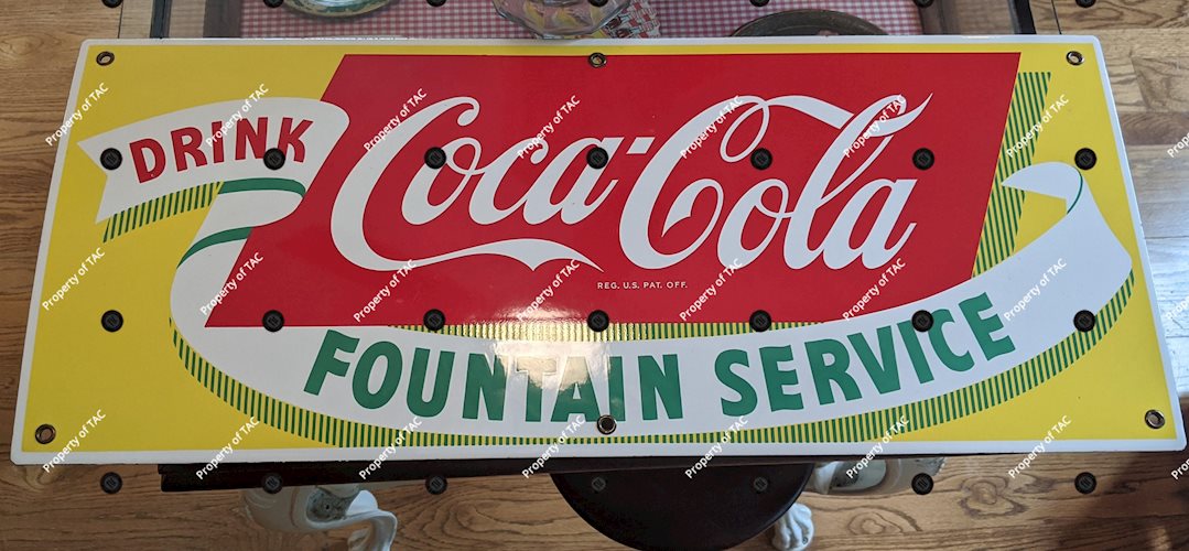 Drink Coca Cola Fountain Service SSP Single Sided Porcelain Sign